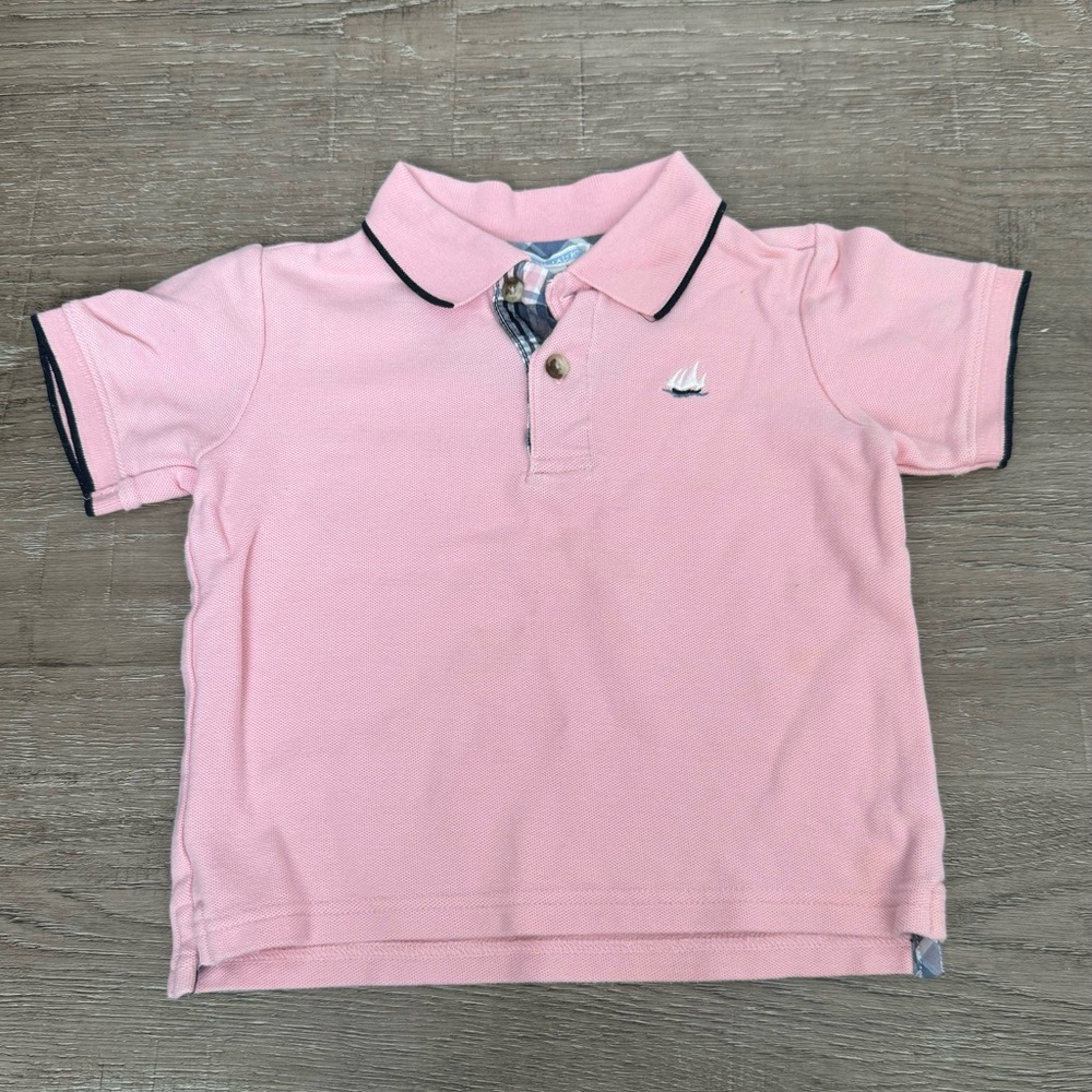 Janie and Jack Polo 18-24mo  in pink with navy embroidery